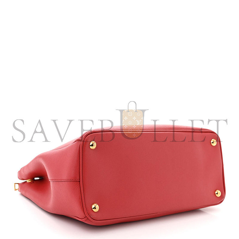 PRADA SAFFIANO GALLERIA DOUBLE ZIP TOTE FUOCO 1BA863 (28*19.5*12cm)